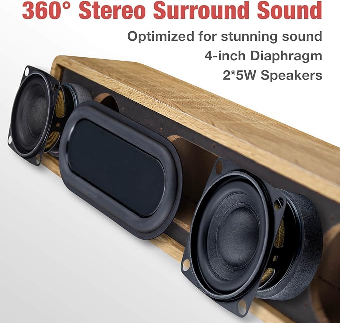 MICA Computer Speakers, Wired Computer Sound Bar, Wooden Mini Soundbar - Image 3