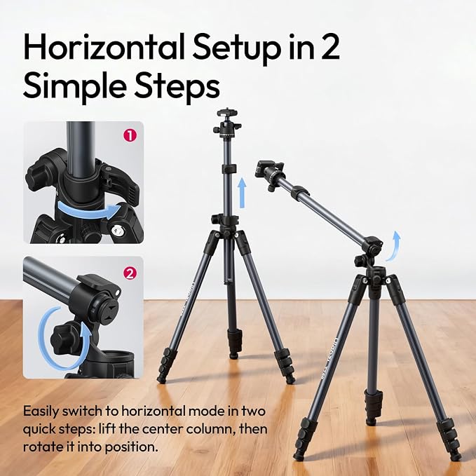 ULANZI TT59 Horizontal Overhead Photography Tripod, 68.9" Foldable Professional - Image 3