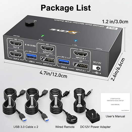 KVM Switch 2 Monitors 2 Computers 8K@60Hz/4K@144Hz, HDMI Displayport KVM - Image 9