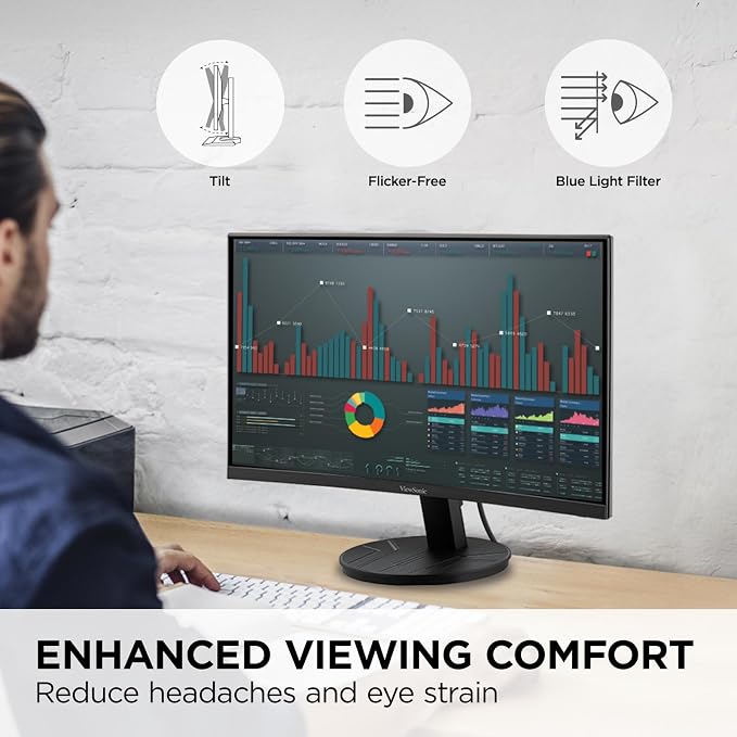 ViewSonic VA2416C 24 Inch Full HD 1080p Frameless Curved Monitor - Image 5