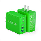 2 Pack 50W USB C Fast Charger Block, 5-Port Type C Wall Charger Brick, 2 USB A by Qwinjwin