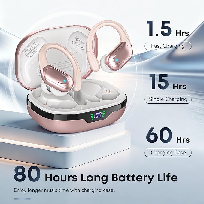 HAOYUYAN Sports Bluetooth Headphones, 80Hrs Playtime Wireless Earbuds - Image 3