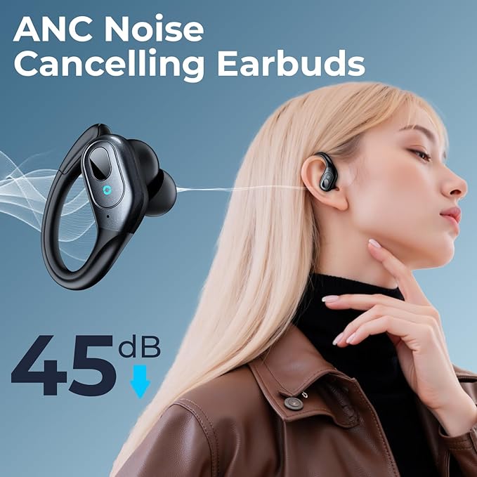occiam Active Noise Cancelling Ear Buds Bluetooth Headphones Wireless Earbuds - Image 2