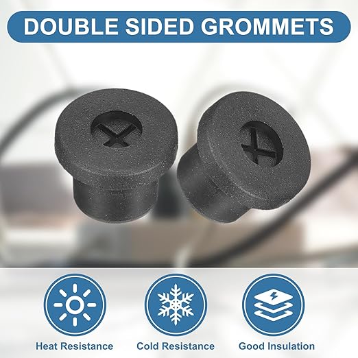 uxcell 4Pcs Cable Cord Grommet, 3/8" Rubber Desk Grommets Wire Pass Through - Image 3
