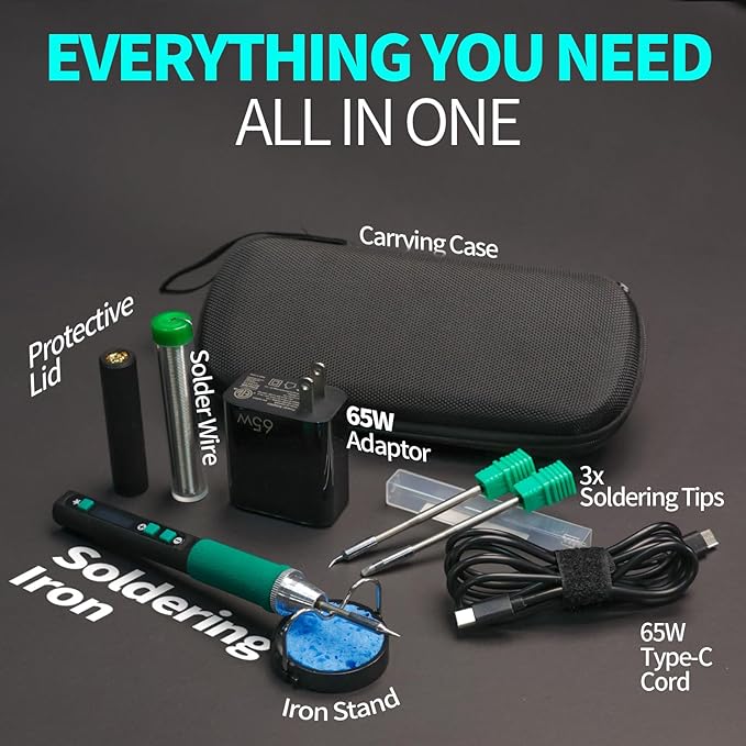 YIHUA 928D-IV Soldering Iron Pen Kit DC 65W Support PD QC, Type C Portable - Image 3