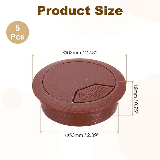 uxcell 5 Pcs 53mm Desk Grommet, Plastic Cable Hole Cover, Wire Cord Cable - Image 2