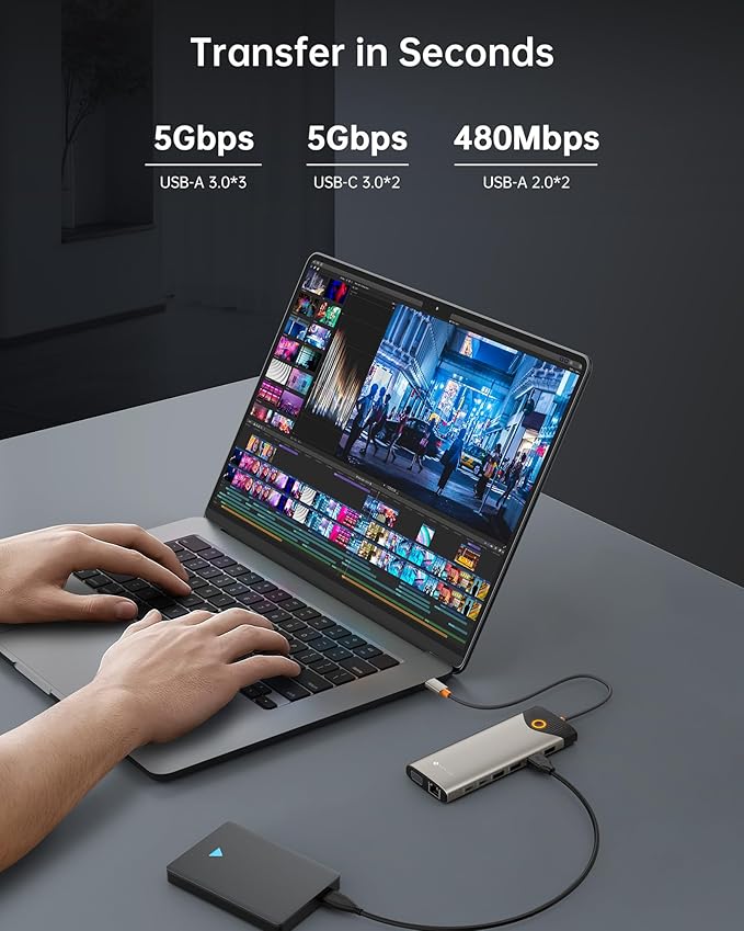 NOVOO USB C Docking Station Dual Monitor, 15 in 1 Laptop Docking Station 3 - Image 6