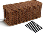 Cable Management Box, Desk Handwoven Rattan Cord Hider Organizer Box by AllHercom