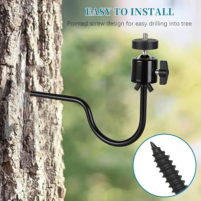 3 Pcs Trail Camera Tree Mount, 1/4 in Screw, 360° Adjustable Screw Security Cam - Image 3
