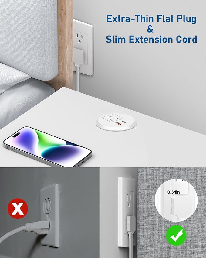 Desktop Power Grommet 2 Inch Hole, PD 30W USB C Fast Charging Station, Recessed - Image 3