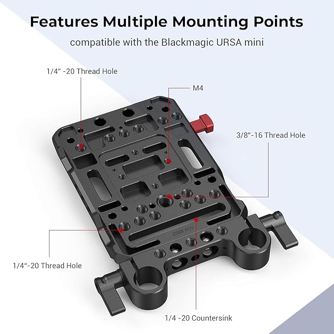 SmallRig Battery Plate with V-Lock Mount with Dual 15mm Rod Clamp Kit - Image 5