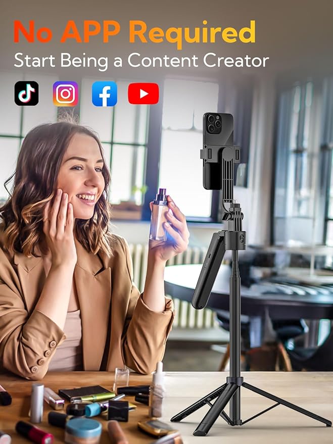 70” Auto Face Tracking Tripod, Extendable 360° Rotation Phone Tripod - Image 3