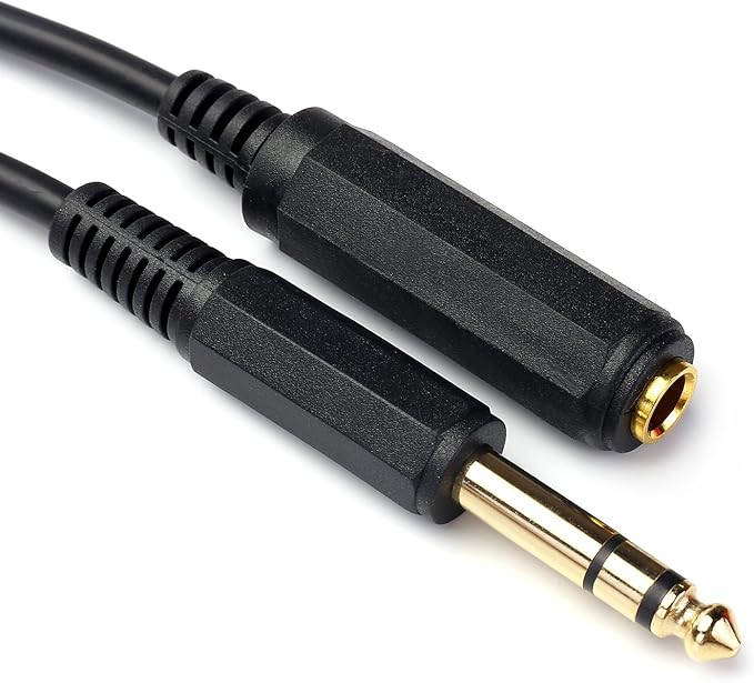 Disino 15FT 1/4 Inch Male to Female Stereo Extension Cable Gold Plated Quarter by Disino