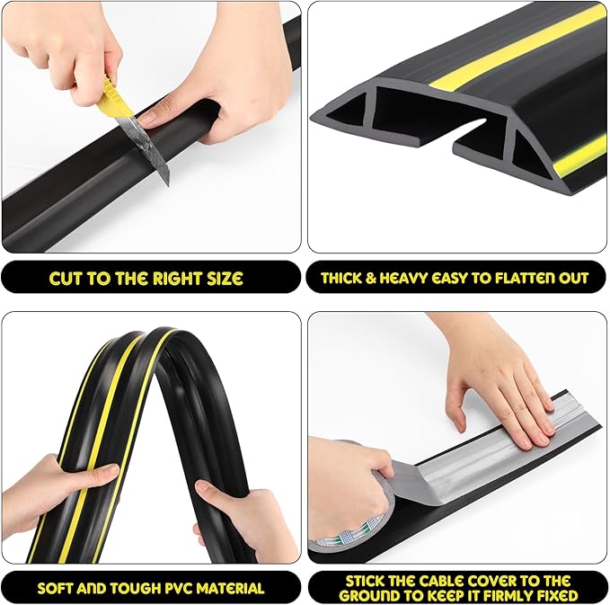 Pangda 30 FT Floor Cable Cover Heavy Duty Cord Cover Protector Power Cable - Image 3