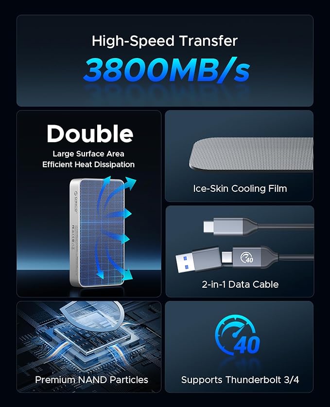 ORICO 4TB USB4.0 External SSD 3800MB/s - Image 2