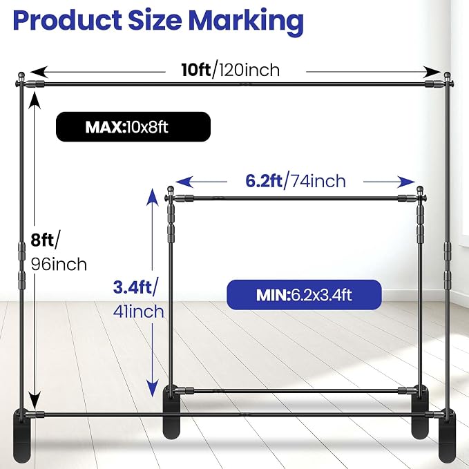 Jiang&Rong 10x8ft Photo Backdrop Stand Kit - Image 2