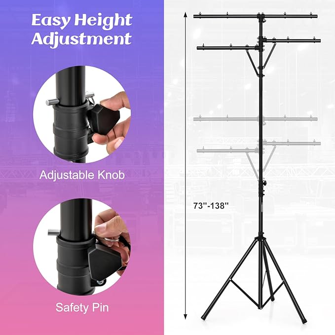 S AFSTAR Pro Audio Tripod, Portable T Bar Lighting Stand w/ 100 LBS Capacity - Image 2