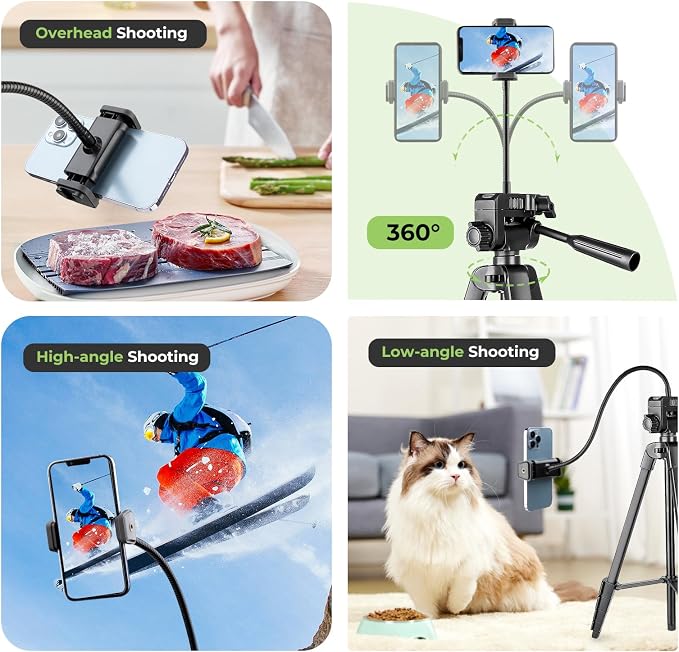 Aureday Phone Tripod, Wireless Remote and Phone Holder, Extendable Cell - Image 3