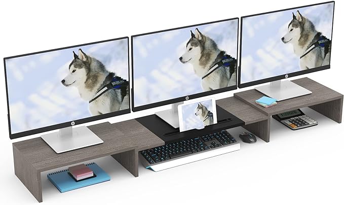 WESTREE Triple Dual Monitor Stand Riser, Monitor Stand - Image 7
