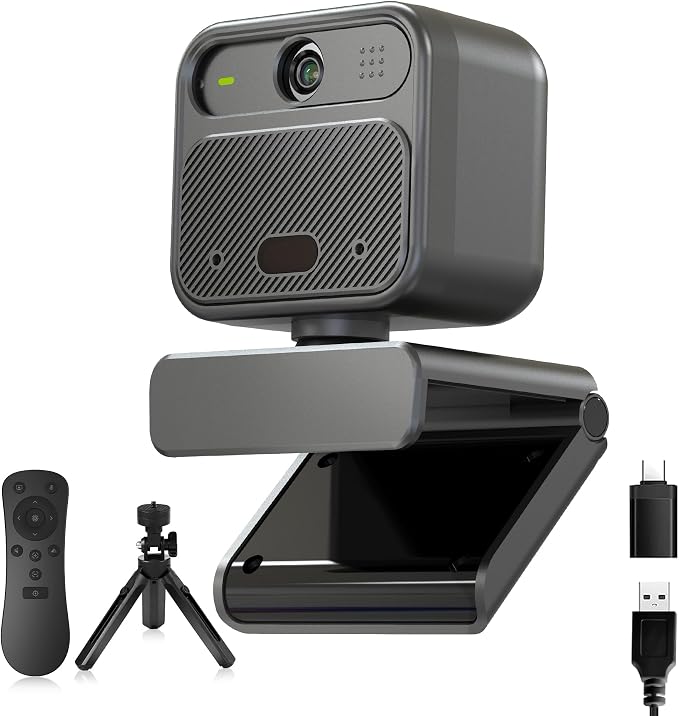 4K Webcam with 2 Microphone, Wide Angle PC Cameras with Mirror & Flip Funtion by SAYLAS