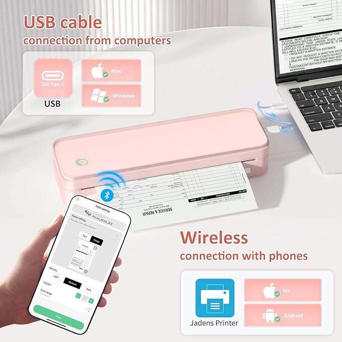 Inkless Portable Printer for Travel, Wireless Thermal Printer Supports 8.5 x 11 - Image 3