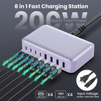 USB C Charger 200W USB C Charger Block, Upgraded GaN III 8-Port Fast Charging - Image 5