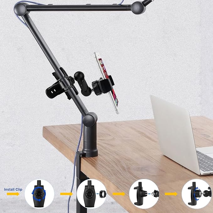 Clamp Phone Stand Holder for Desk/Table/Glass/Baffle/Easel/Guitar Head - Image 7