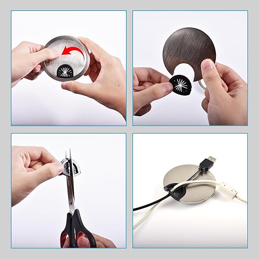 2 Pack Desk Grommet 2-3/8 Inch 60mm, Zinc Alloy Computer Desk Wire Hole Cover - Image 4