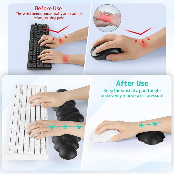 Cloud Wrist Rest for Keyboard and Mouse, Memory Foam PU Leather Keyboard Wrist - Image 3