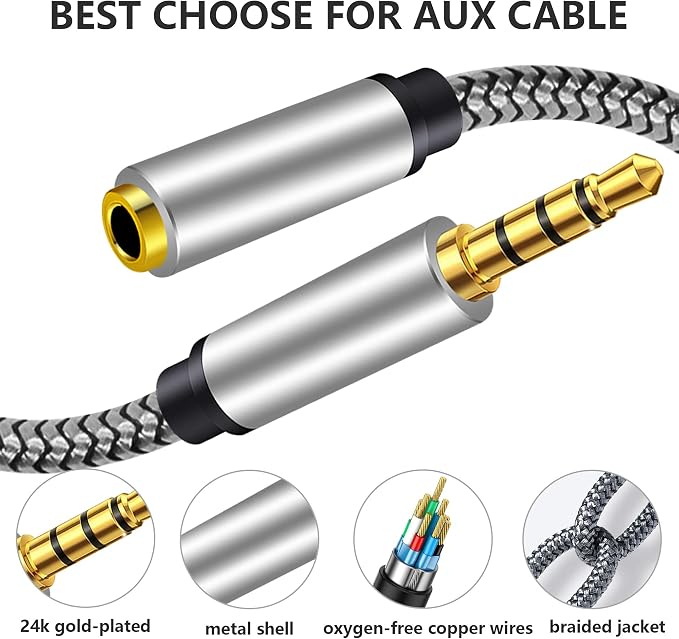Male to Female Audio Cable 3Ft, Tan QY Male to Female - Image 4