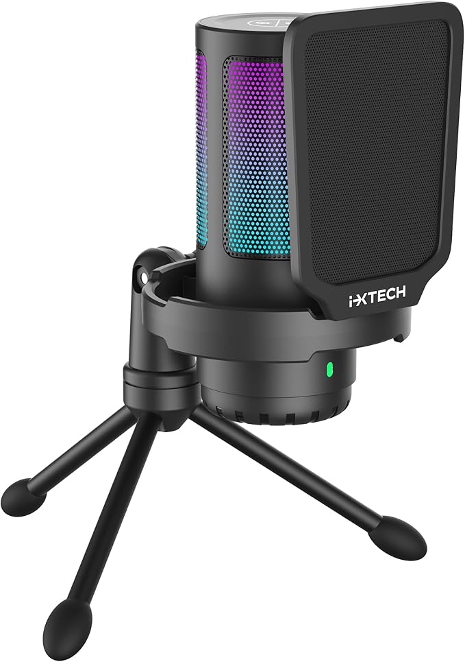 IXTECH USB Gaming Microphone for PC, RGB Condenser Microphone by I-XTECH