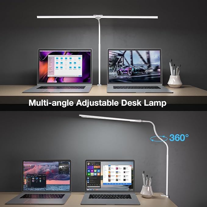 Hensam 31.5 Inch LED Desk Lamp, Double Head Desk Light - Image 4