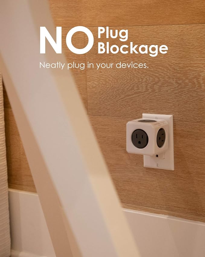 Allocacoc PowerCube Original 5 outlets, Surge Protector Wall Plug Charger - Image 3