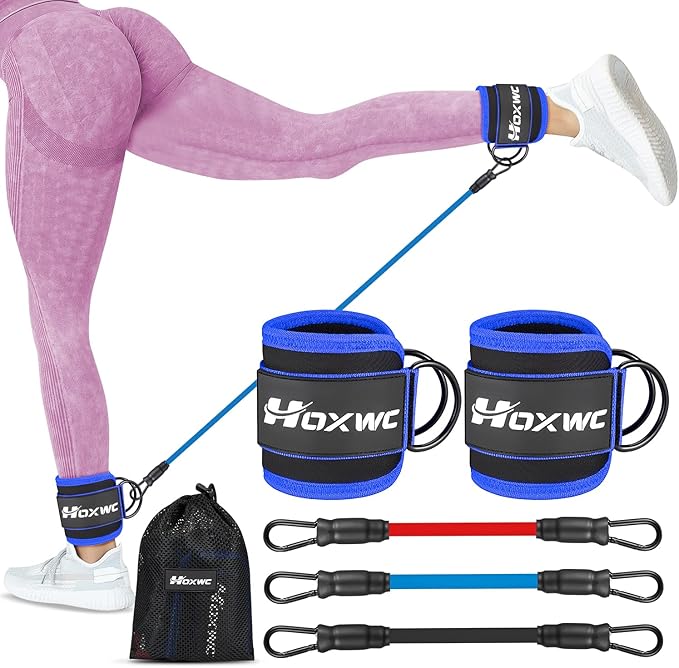 Ankle Resistance Bands with Cuffs, Ankle Bands by HOXWC