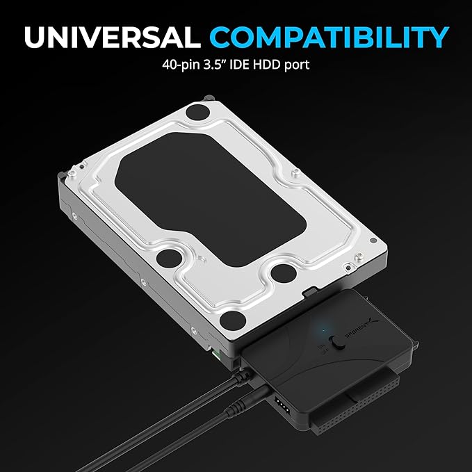 SABRENT USB Type-C to SSD/SATA/IDE 2.5/3.5/5.25-INCH Hard Drive Converter - Image 5