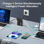 HUNDA 200W USB C Charger GaN Charging Station 6 Ports Fast PD 100W Type C - Image 3