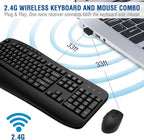 Wireless Keyboard Mouse Combo, EDJO 2.4G Full-Sized Large Wireless Keyboard - Image 2