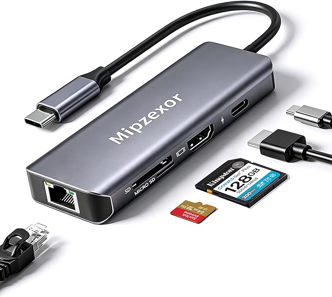 USB C Docking Station 8 in 1 USB C to hdmi Adapter 4K30Hz 1Gbps Ethernet Hub by Unknown