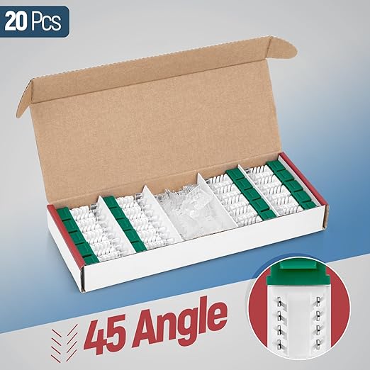Everest 45° Angled RJ45 Cat6 Keystone Jacks 20-Pack in Green - Image 2