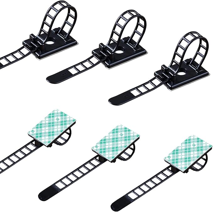 50 Pieces Cable Management Desk Wire Organizer Cable Ties Zip Ties Adhesive by RayTour