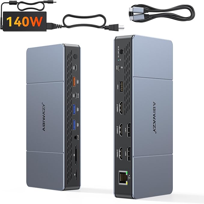 Displaylink Docking Station Triple 4K HDMI Monitors by ABIWAZY