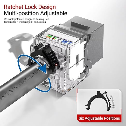 AMPCOM CAT6A UTP RJ45 Keystone Jack 50u Gold Plating Reusable Ethernet Wall Jack - Image 2