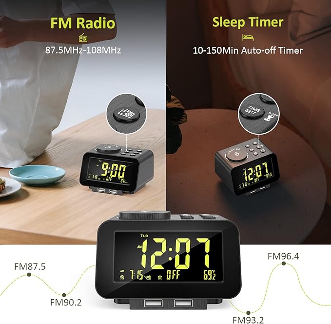 uscce Alarm Clock Radio for Bedroom - Image 4