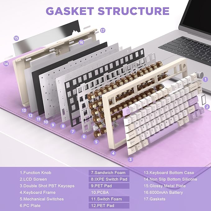 YUNZII AL80 Wireless Mechanical Keyboard, Full Aluminum CNC, Smart LCD Display - Image 5