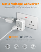 Type G Adapter for Travel 3 Pack, TESSAN US to UK Plug Adapter - Image 6