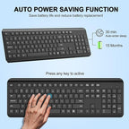 EDJO Wireless Keyboard, 2.4G Full-Sized Cordless USB Silent Computer Keyboard - Image 3