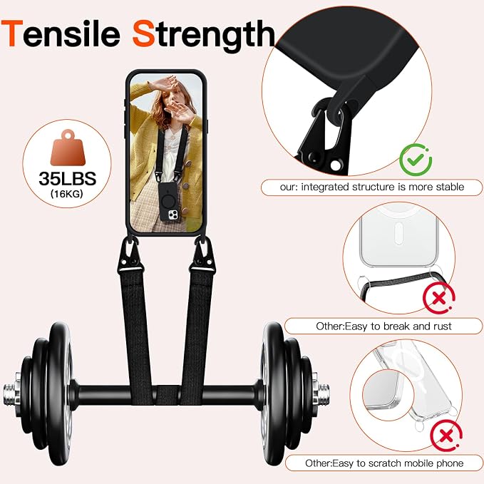 for iPhone 15 Pro Case with Lanyard, Crossbody Phone Case with Neck Strap - Image 3