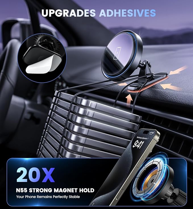 Mag-Safe Car Mount Charger 15W Magnetic Wireless Car Charger - Image 6