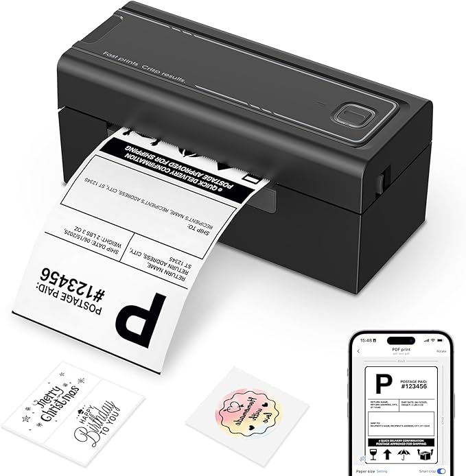 Bluetooth Thermal Shipping Label Printer, Wireless 4x6 Shipping Label Printer by Hoorola