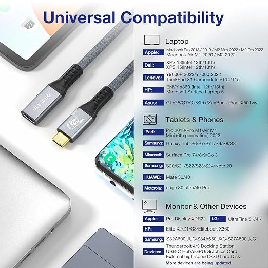 1.64FT USB 4 Extension Cable for Thunderbolt 4, 240W Male to Female Super Fast - Image 7
